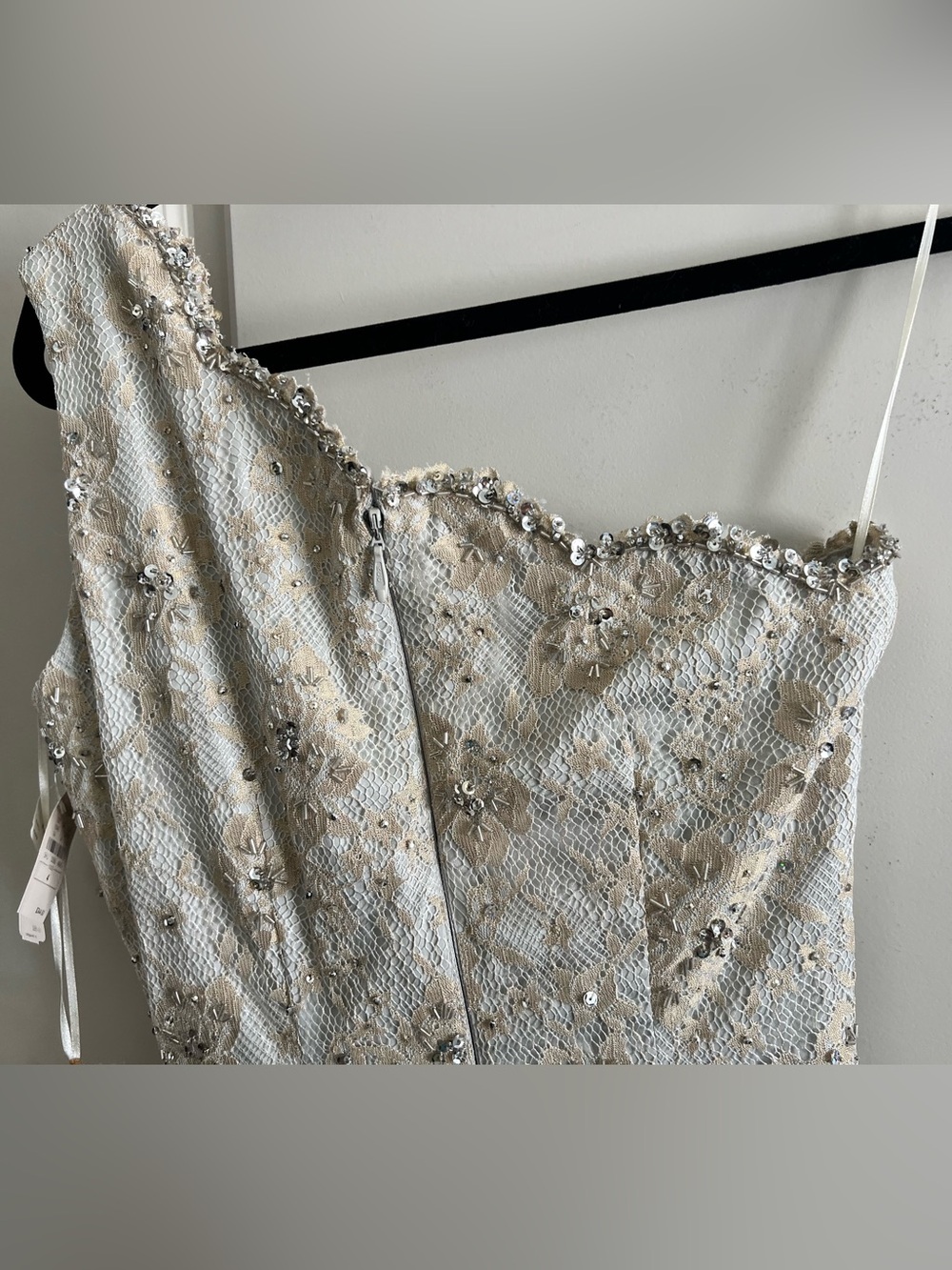 Vintage Mandalay One Shoulder Beaded Lace Cocktail Dress Neiman Marcus NWT 4 - Picture 3 of 11